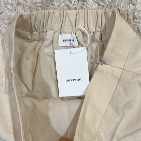 AUREUM Linen Scallop Hem Matching Short Set  High-rise Natural & Black Small NWT - Picture 6 of 14